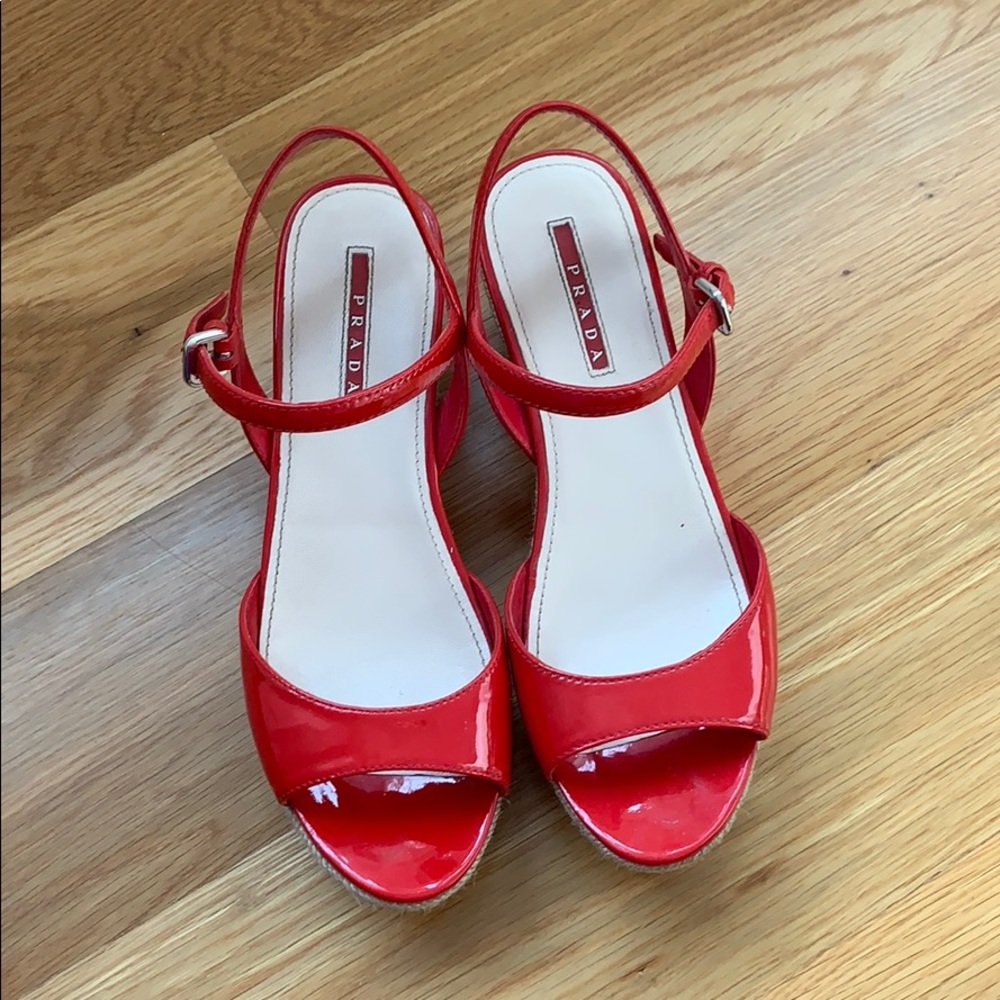 Authentic Prada wedge sandals